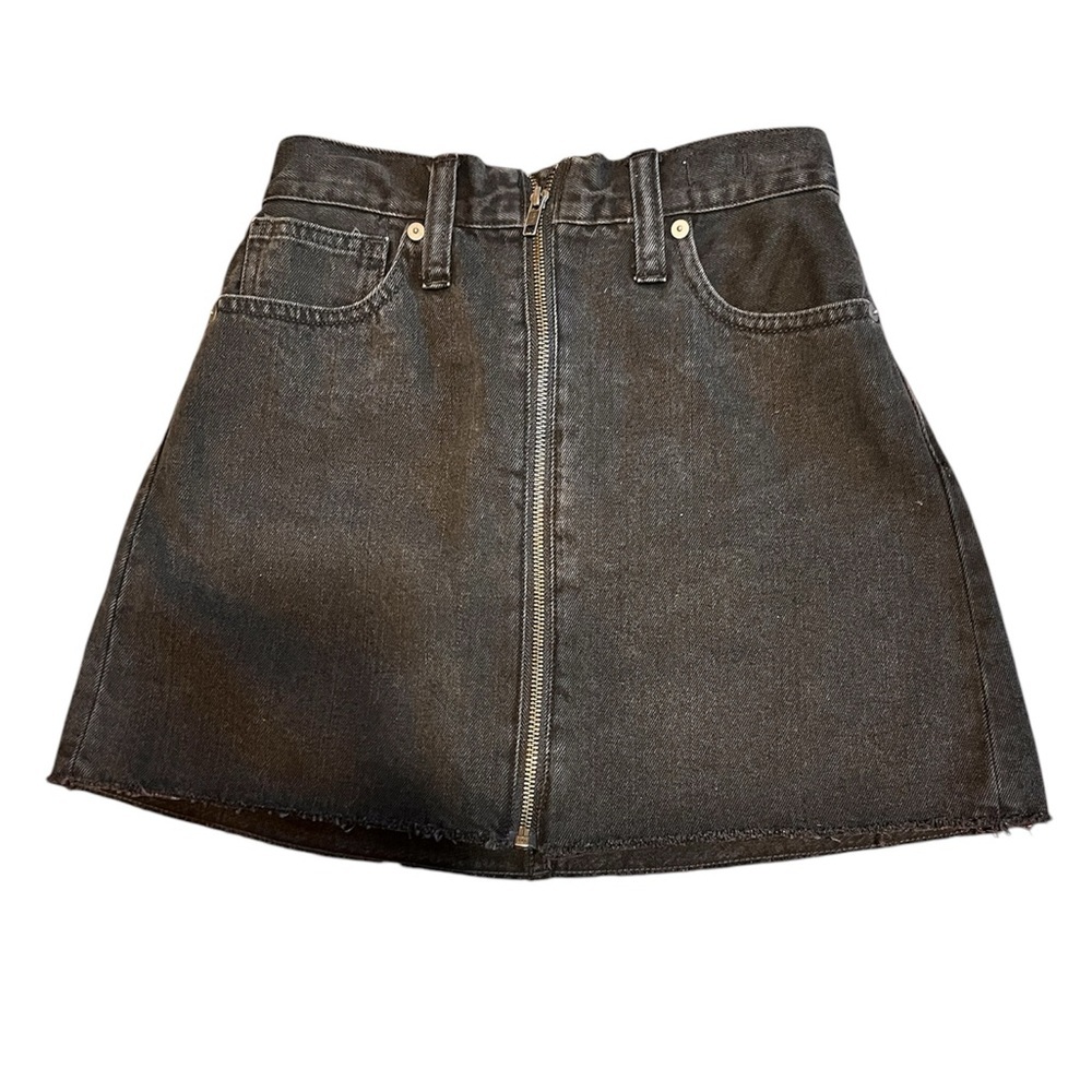 Madewell Women's Rigid Denim A-Line Mini Skirt Lunar Wash   Black Sz. 24